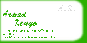 arpad kenyo business card